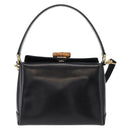 GUCCI Bamboo Hand Bag Leather 2way Black Gold Auth 153972-13
