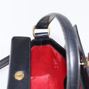 GUCCI Bamboo Hand Bag Leather 2way Black Gold Auth 153972-21