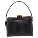 GUCCI Bamboo Hand Bag Leather 2way Black Gold Auth 153972-2