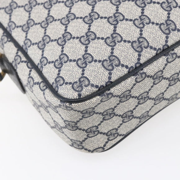 GUCCI GG Supreme Sherry Line Shoulder Bag PVC Navy Gold 904 02 063 Auth 153974