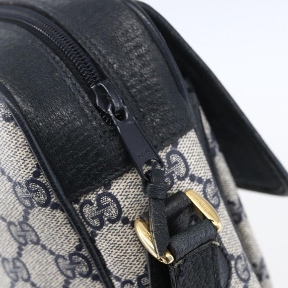 GUCCI GG Supreme Sherry Line Shoulder Bag PVC Navy Gold 904 02 063 Auth 153974