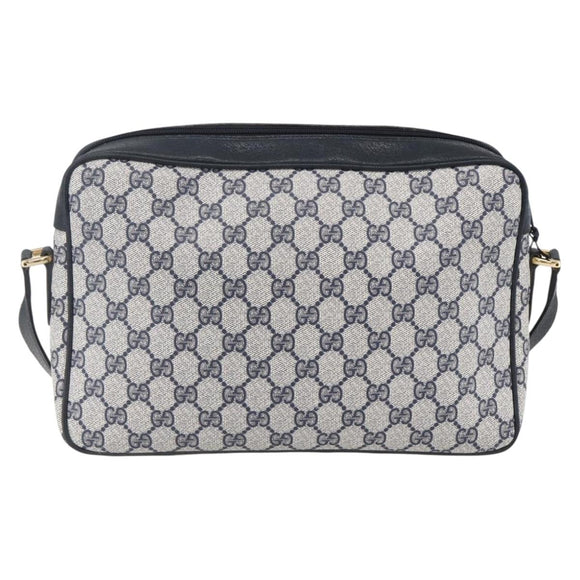 GUCCI GG Supreme Sherry Line Shoulder Bag PVC Navy Gold 904 02 063 Auth 153974