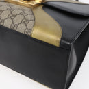 GUCCI GG Supreme Cat Head Hand Bag PVC 2way Beige Gold 476435 Auth 153975-15