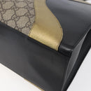 GUCCI GG Supreme Cat Head Hand Bag PVC 2way Beige Gold 476435 Auth 153975-17