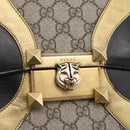 GUCCI GG Supreme Cat Head Hand Bag PVC 2way Beige Gold 476435 Auth 153975-19