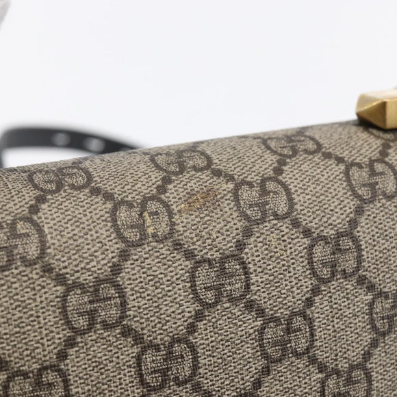 GUCCI GG Supreme Cat Head Hand Bag PVC 2way Beige Gold 476435 Auth 153975