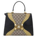 GUCCI GG Supreme Cat Head Hand Bag PVC 2way Beige Gold 476435 Auth 153975-13