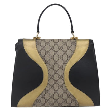 GUCCI GG Supreme Cat Head Hand Bag PVC 2way Beige Gold 476435 Auth 153975 - 0