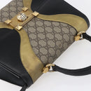 GUCCI GG Supreme Cat Head Hand Bag PVC 2way Beige Gold 476435 Auth 153975-6
