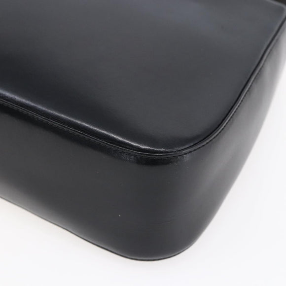 Salvatore Ferragamo Gancini Shoulder Bag Leather Black Gold Auth 153976