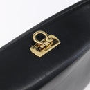 Salvatore Ferragamo Gancini Shoulder Bag Leather Black Gold Auth 153976-14