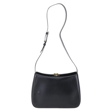 Salvatore Ferragamo Gancini Shoulder Bag Leather Black Gold Auth 153976 - 0