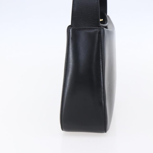 Salvatore Ferragamo Gancini Shoulder Bag Leather Black Gold Auth 153976