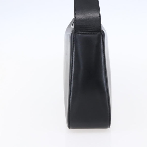 Salvatore Ferragamo Gancini Shoulder Bag Leather Black Gold Auth 153976