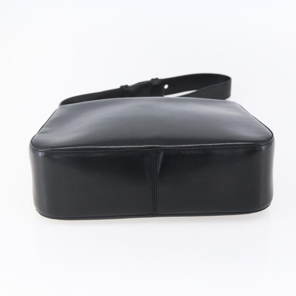 Salvatore Ferragamo Gancini Shoulder Bag Leather Black Gold Auth 153976