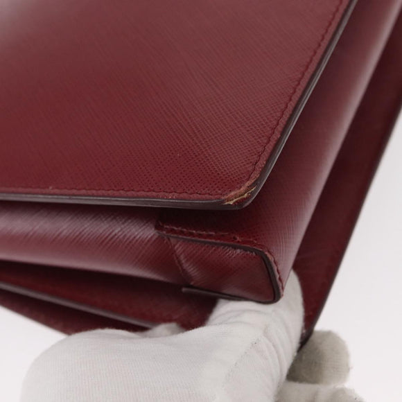 Salvatore Ferragamo Vala Chain Shoulder Bag Leather Bordeaux Gold Auth 153977