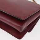 Salvatore Ferragamo Vala Chain Shoulder Bag Leather Bordeaux Gold Auth 153977-17