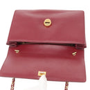 Salvatore Ferragamo Vala Chain Shoulder Bag Leather Bordeaux Gold Auth 153977-10