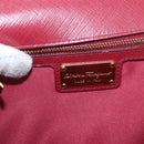 Salvatore Ferragamo Vala Chain Shoulder Bag Leather Bordeaux Gold Auth 153977-18