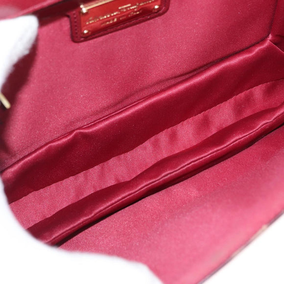 Salvatore Ferragamo Vala Chain Shoulder Bag Leather Bordeaux Gold Auth 153977