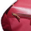 Salvatore Ferragamo Vala Chain Shoulder Bag Leather Bordeaux Gold Auth 153977-21
