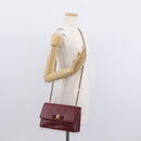Salvatore Ferragamo Vala Chain Shoulder Bag Leather Bordeaux Gold Auth 153977-23