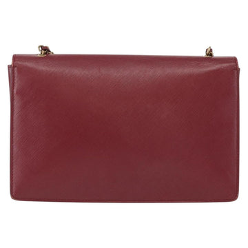 Salvatore Ferragamo Vala Chain Shoulder Bag Leather Bordeaux Gold Auth 153977 - 0