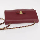 Salvatore Ferragamo Vala Chain Shoulder Bag Leather Bordeaux Gold Auth 153977-6