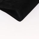 Salvatore Ferragamo Chain Gancini Shoulder Bag Suede Black Gold Auth 153978-13