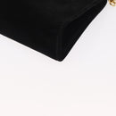 Salvatore Ferragamo Chain Gancini Shoulder Bag Suede Black Gold Auth 153978-14