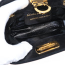 Salvatore Ferragamo Chain Gancini Shoulder Bag Suede Black Gold Auth 153978-17