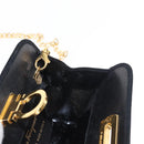 Salvatore Ferragamo Chain Gancini Shoulder Bag Suede Black Gold Auth 153978-18