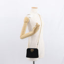 Salvatore Ferragamo Chain Gancini Shoulder Bag Suede Black Gold Auth 153978-20