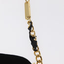 Salvatore Ferragamo Chain Gancini Shoulder Bag Suede Black Gold Auth 153978-9