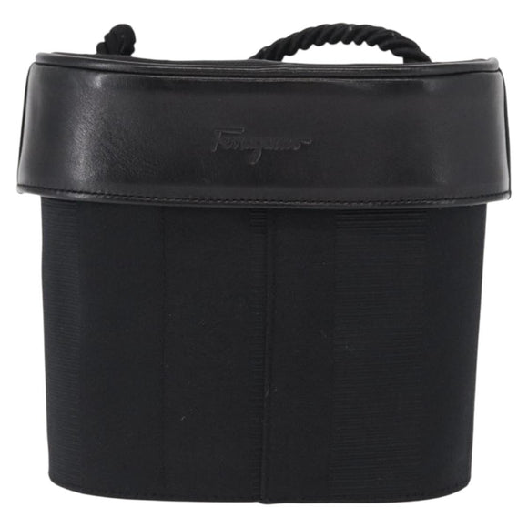 Salvatore Ferragamo Shoulder Bag Nylon Black Gold Auth 153979