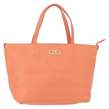 Salvatore Ferragamo Gancini Hand Bag Leather Pink Gold Auth 153980