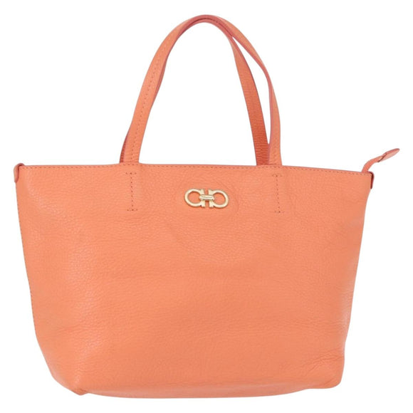 Salvatore Ferragamo Gancini Hand Bag Leather Pink Gold Auth 153980