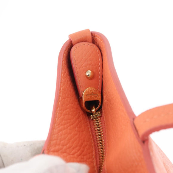 Salvatore Ferragamo Gancini Hand Bag Leather Pink Gold Auth 153980