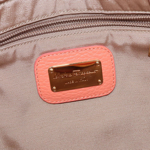 Salvatore Ferragamo Gancini Hand Bag Leather Pink Gold Auth 153980