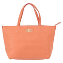 Salvatore Ferragamo Gancini Hand Bag Leather Pink Gold Auth 153980-13