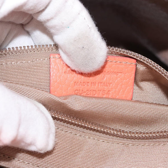 Salvatore Ferragamo Gancini Hand Bag Leather Pink Gold Auth 153980