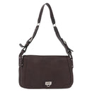 Salvatore Ferragamo Gancini Shoulder Bag Leather Dark Brown Silver Auth 153981-1