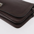 Salvatore Ferragamo Gancini Shoulder Bag Leather Dark Brown Silver Auth 153981-14