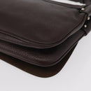 Salvatore Ferragamo Gancini Shoulder Bag Leather Dark Brown Silver Auth 153981-16