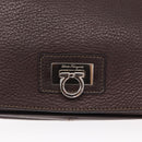 Salvatore Ferragamo Gancini Shoulder Bag Leather Dark Brown Silver Auth 153981-17