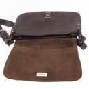 Salvatore Ferragamo Gancini Shoulder Bag Leather Dark Brown Silver Auth 153981-10