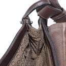 Salvatore Ferragamo Gancini Shoulder Bag Leather Dark Brown Silver Auth 153981-18