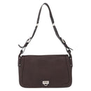 Salvatore Ferragamo Gancini Shoulder Bag Leather Dark Brown Silver Auth 153981-13
