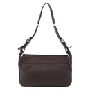 Salvatore Ferragamo Gancini Shoulder Bag Leather Dark Brown Silver Auth 153981-2