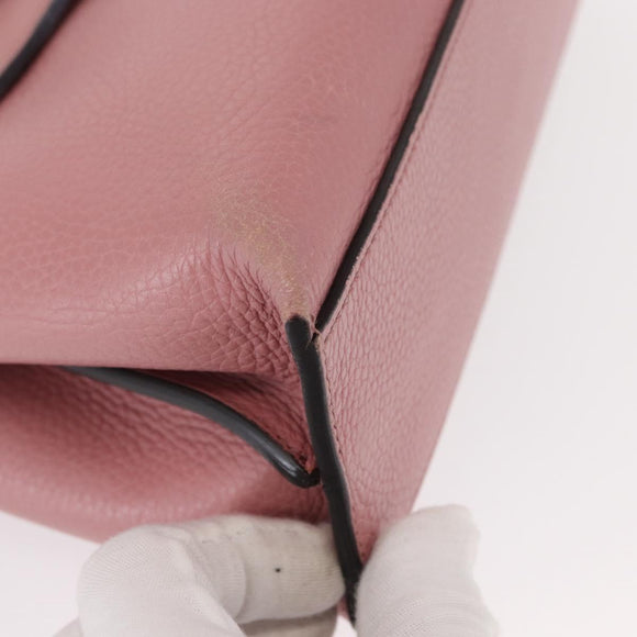 GUCCI Bamboo Daily Hand Bag Leather 2way Pink Silver 370831 Auth 153982